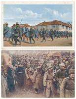 2 db RÉGI katonai motívum képeslap: első világháborús francia és orosz hadifoglyok német fogságban / 2 pre-1945 military motive postcards: WWI French and Russian POWs (prisoners of war)