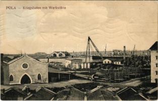 1910 Pola, Pula; Kriegshafen mit Werkstätte. K.u.K. Kriegsmarine / Austro-Hungarian Navy shipyard and workshop, naval base. G. Fano 1910-11.