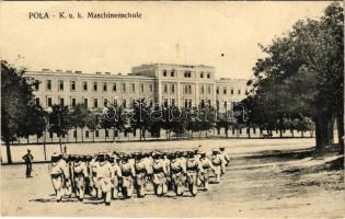 1917 Pola, Pula; K.u.K. Kriegsmarine Maschinenschule / WWI Austro-Hungarian Navy machinery school with mariners. M. Schulz + SMS ÁRPÁD (EK)
