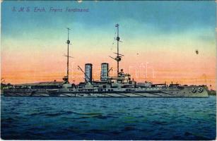 1915 SMS Erzherzog Franz Ferdinand az Osztrák-Magyar Haditengerészet Radetzky-osztályú csatahajója / K.u.K. Kriegsmarine / WWI Austro-Hungarian Navy ironclad warship. C. Fano 1915/16. 31. + K.U.K. KRIEGSMARINE SMS ALPHA (kis szakadás / small tear)