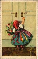 1940 Magyar folklór művészlap / Hungarian folklore art postcard s: Pólya T. (fl)