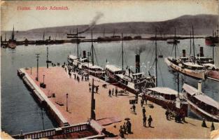 1917 Fiume, Rijeka; Molo Adamich / kikötő, gőzhajók / port, steamships (kopott sarkak / worn corners)