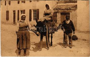 L&#039;Aunis et Saintonge. Départ aux champs a l&#039;Ile de-Ré / French folklore, donkey (EK)