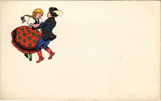 Magyar folklór művészlap. R.J.E. / Hungarian folklore art postcard (EK)