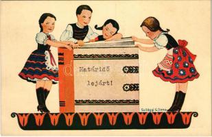 Magyar folklór művészlap / Hungarian folklore art postcard s: Szilágyi G. Ilona