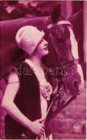 1930 Lady with horse. A. Noyer 1457. (lyukak / pinholes)
