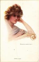 Joyful Calm Lady art postcard. Reinthal & Newman No. 210. s: Philip Boileau (EK)