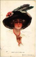 1916 "Sweet Lips of Coral Hue" Lady art postcard. Reinthal & Newman No. 212. s: Philip Boileau (kis szakadás / small tear)