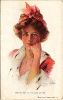 1914 The Eyes Say No, The Lips Say Yes Lady art postcard. Reinthal & Newman No. 287. s: Philip Boileau (EB)