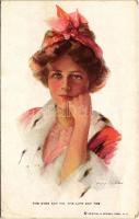 1914 "The Eyes Say No, The Lips Say Yes" Lady art postcard. Reinthal & Newman No. 287. s: Philip Boileau (EB)