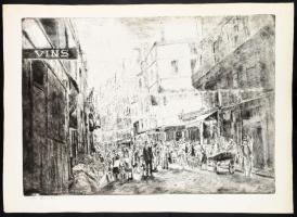 Aszódi Weil Erzsébet (1901-1976): Ünnep Párizsban. Rézkarc, papír. Jelzett a karcon. Aszódi Weil Erz...