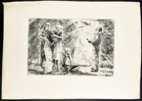 Aszódi Weil Erzsébet (1901-1976): Repülők (cím nélkül). Rézkarc, papír, jelzett. 26×38 cm