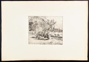 Aszódi Weil Erzsébet (1901-1976): Budapest, pihenők a Városligetben, háttérben a Hősök tere (cím nél...