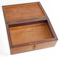 Régi, intarziás fa doboz, kulcs nélkül, 29,5x19x10,5 cm