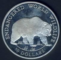 Cook-szigetek 1990. 50$ Ag "Veszélyeztetett állatvilág-medve" T:PP Csak 25.000db!