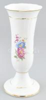 Hollóházi virágmintás porcelán váza. Matricás, jelzett, hibátlan, m: 21,5 cm