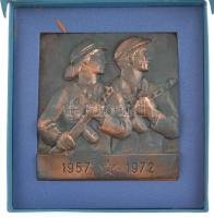 1972. "1957 - 1972" munkásőröket ábrázoló, felakasztható, bronzozott fém plakett eredeti t...