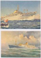 HAJÓK - 10 db régi motívum képeslap / SHIPS - 10 pre-1945 motive postcards (Holland-America Line, Hamburg-Amerika Linie, Gdynia America Line, Lloyd Triestino)
