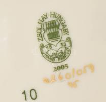 Zsolnay búzavirág mintás porcelán tálka. Kézzel festett, jelzett, minimális kopással, 11x7 cm