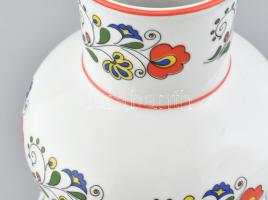 Zsolnay népi motívumos, nagyméretű retró váza. Matricás, jelzett, hibátlan, m: 30 cm