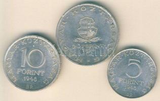 1948. 5Ft+10Ft+20Ft Ag "Petőfi, Széchenyi, Táncsics-Szabadságharc" sor T:2-/3 apró ph