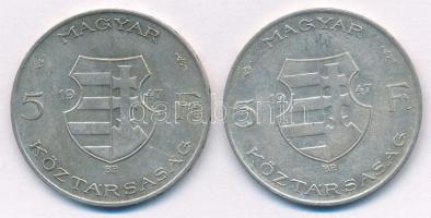 1947. 5Ft Ag "Kossuth" (2x) T:2-,3 patina
Adamo F8.1