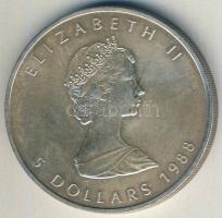 Kanada 1988. 5$ Ag 1oz. T:PL Díszdobozban!