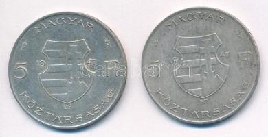 1947. 5Ft Ag "Kossuth" (2x) T:2-,3 patina
Adamo F8.1