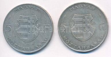 1947. 5Ft Ag "Kossuth" (2x) T:2-,3 patina
Adamo F8.1
