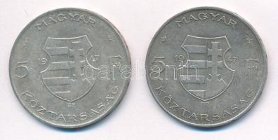 1947. 5Ft Ag "Kossuth" (2x) T:2-,3 patina
Adamo F8.1