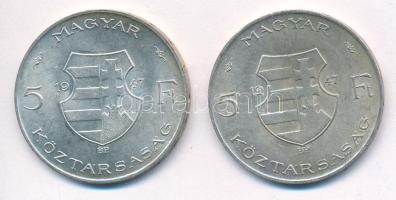 1947. 5Ft Ag "Kossuth" (2x) T:2,2- patina
Adamo F8.1