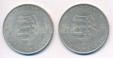 1947. 5Ft Ag "Kossuth" (2x) T:2,2- patina
Adamo F8.1