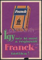 Franck ládika reklámlapja, kopásnyomokkal, szakadásokkal, 20,5×14,5 cm