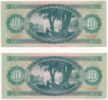 1969. 10 Ft (2x) sorszámkövető "A 935 070592 - A 935 070593" T:III szép papír 
Adamo F7