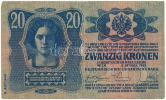 1913. 20K II. kiadás, piros "MAGYARORSZÁG" felülbélyegzéssel, "1088 623011" T:II...