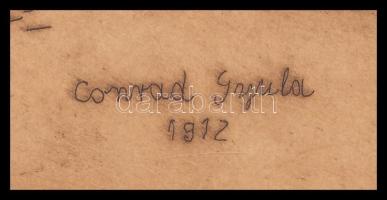 Conrad Gyula (1877-1959): Vízpart, 1912. Rézkarc, papír, jelzettb a karcon, 30×20 cm