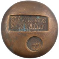 DN 20 évi közös munkáért bronz emlékérem (65mm) T:2 patina