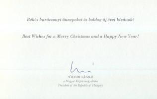 Sólyom László köztársasági elnök aláírása újévi kártyáján