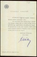 1925 Csáky Károly tábornok, miniszter aláírt levele