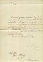 Gróf Csáky Albin főispán, vallás és közoktatásügyi miniszter aláírt levele