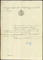 1918 Gróf Zichy János pártelnök, miniszter, országgyűlési képviselő aláírt okirata
