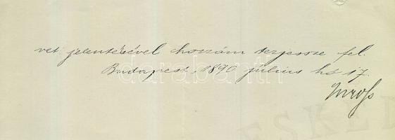 1890 Baross Gábor közlekedési miniszter aláírt levele