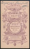 1882 Katonaportré (Corporal Paulick), keményhátú fotó G. Heitel bécsi műterméből, vizitkártya, hátol...