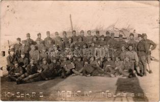 1918 K.K. Sch. R. S. M.G.K. IV. Malurile / WWI Austro-Hungarian K.u.K. military, group of soldiers. photo + M.G.K. des k.k. Schützenregt. Nr. 6. (lyuk / pinhole)