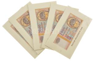 2000. 2000Ft (5x) "Millenium" sorszámkövetők "MM 0181380 - MM 0181384" eredeti, ...