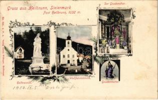 1908 Heilbrunn (Anger, Steiermark); Heilbrunnen, Wallfahrtskirche, Der Gnadenaltar, Gnadenmutter / pilgrimage site, pilgrimage church, altar. Art Nouveau, floral (EK)