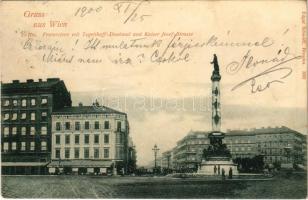 1900 Wien, Vienna, Bécs; Praterstern mit Tegetthoff-Denkmal und Kaiser Josef-Strasse / street view, monument, restaurant (EB)