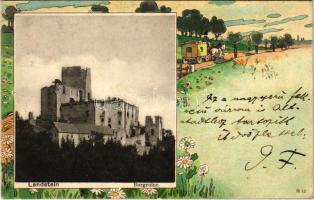 1900 Staré Mesto pod Landstejnem, Altstadt; Landstein Burgruine / Landstejn Castle. Verlag W. Bibus. Litho frame (EK)