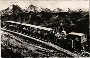 1942 Brienzer Rothorn, Blick auf die Berner Hochalpen / rack railway, train