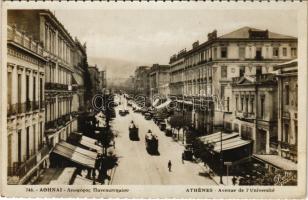Athens, Athína, Athenes; Avenue de lUniversité / street view, tram, automobiles (EK)